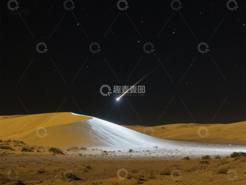 高清大图下载【趣麦麦图】沙漠夜空流星划过