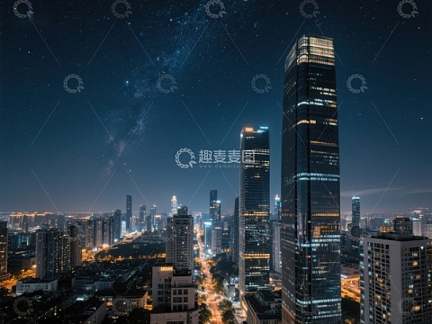 夜空下的城市天际线