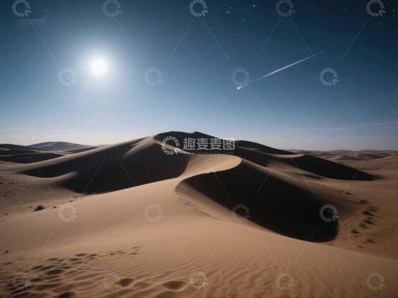 高清大图下载【趣麦麦图】月光下的沙漠沙丘