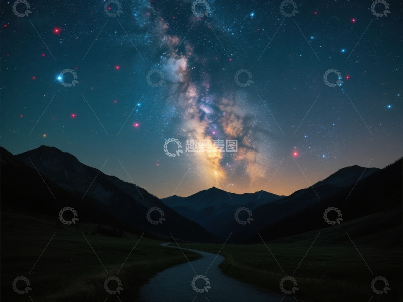 高清大图下载【趣麦麦图】星河璀璨，山谷静谧夜景