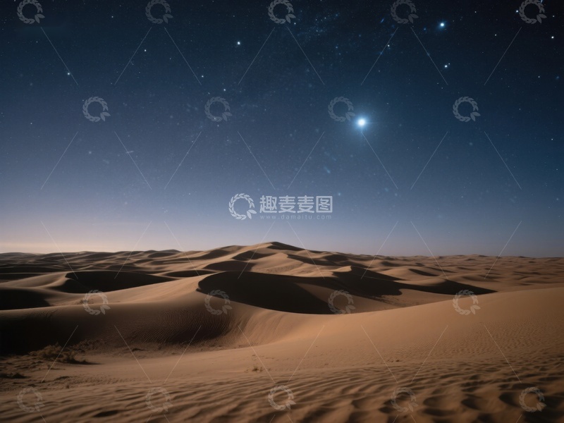 高清大图下载【趣麦麦图】星空下的沙漠沙丘