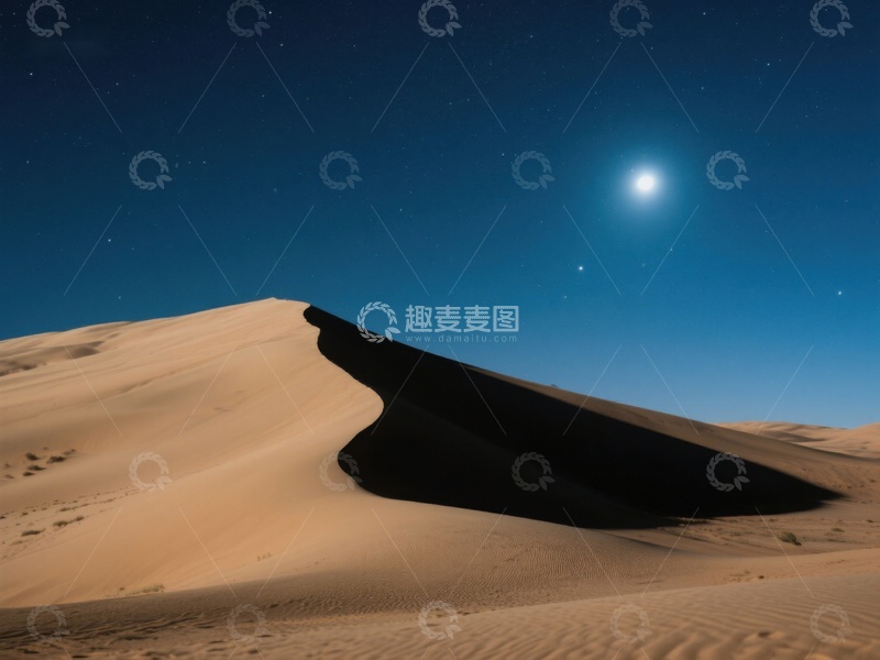 高清大图下载【趣麦麦图】月光下的沙漠沙丘