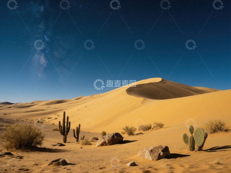 高清大图下载【趣麦麦图】夜空下的沙漠沙丘