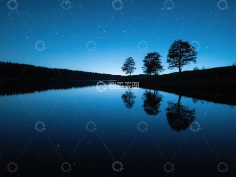高清大图下载【趣麦麦图】夜空下的湖面倒影