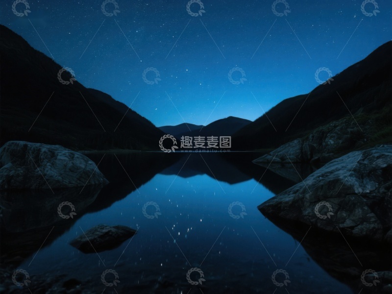 高清大图下载【趣麦麦图】夜空下的静谧湖景