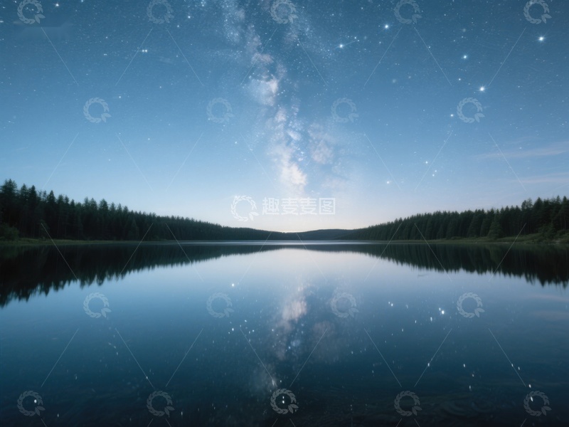 高清大图下载【趣麦麦图】夜空下的宁静湖面