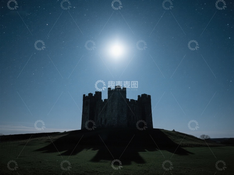 高清大图下载【趣麦麦图】月光下的古老城堡剪影