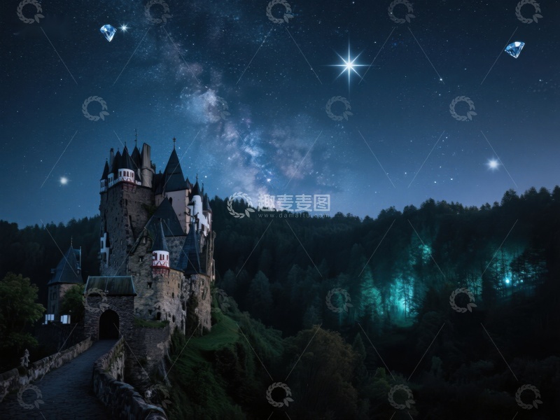 高清大图下载【趣麦麦图】星空下的古老城堡