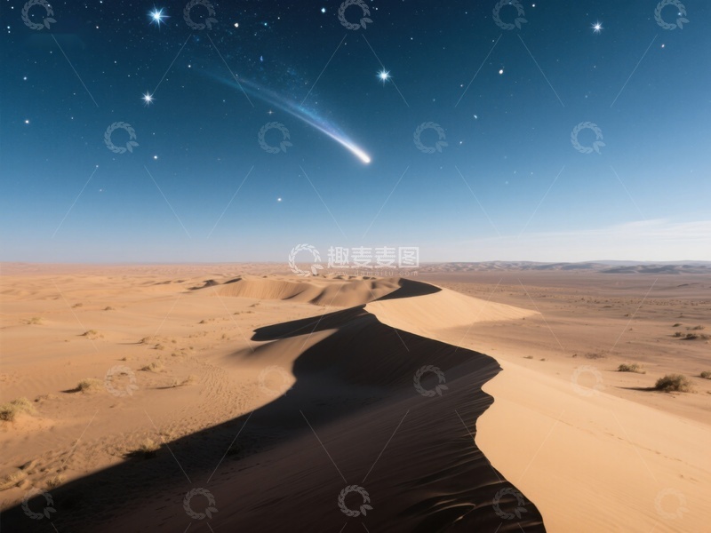 高清大图下载【趣麦麦图】沙漠夜空下的彗星轨迹