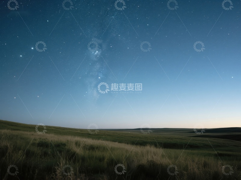 高清大图下载【趣麦麦图】夜空下的草原风光