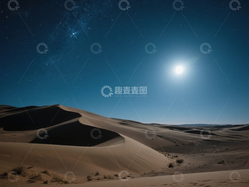高清大图下载【趣麦麦图】月光下的沙漠沙丘