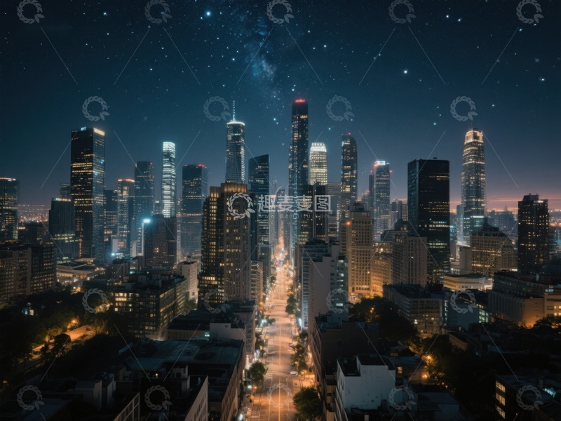 高清大图下载【趣麦麦图】夜幕下的城市天际线