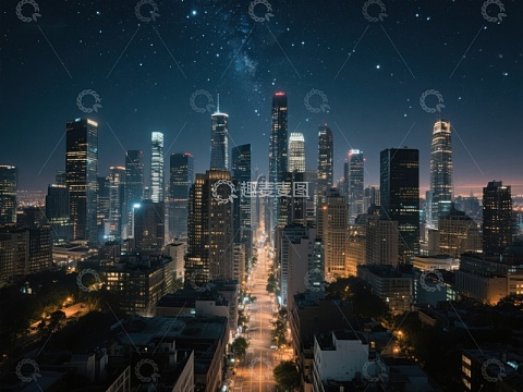 夜幕下的城市天际线