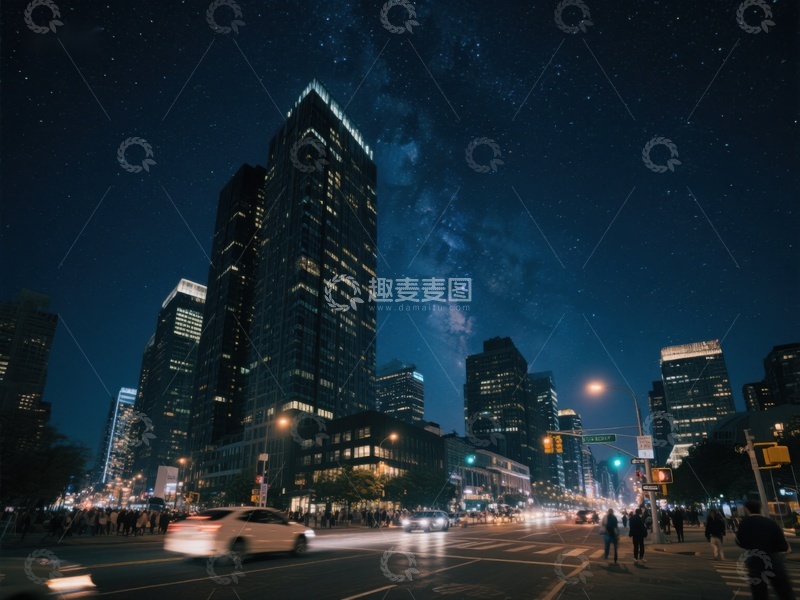 高清大图下载【趣麦麦图】夜空下的城市街景