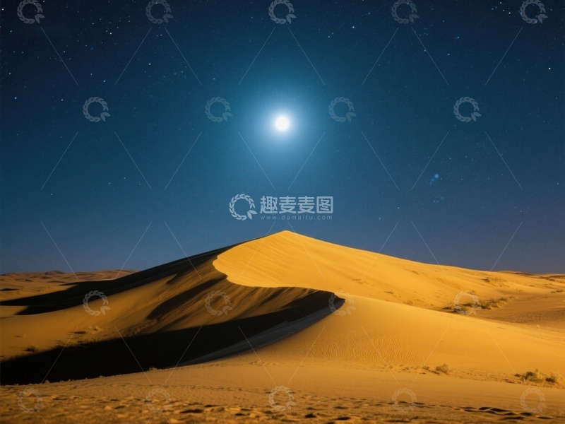 高清大图下载【趣麦麦图】月光下的沙漠沙丘