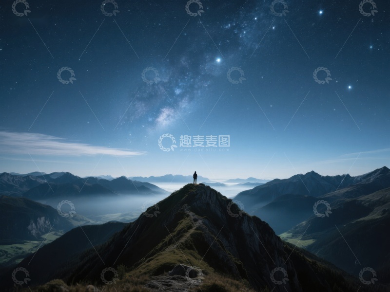 高清大图下载【趣麦麦图】山顶夜景，星河璀璨