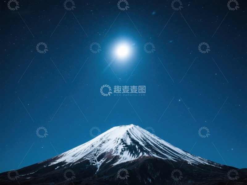 高清大图下载【趣麦麦图】夜空下的雪山