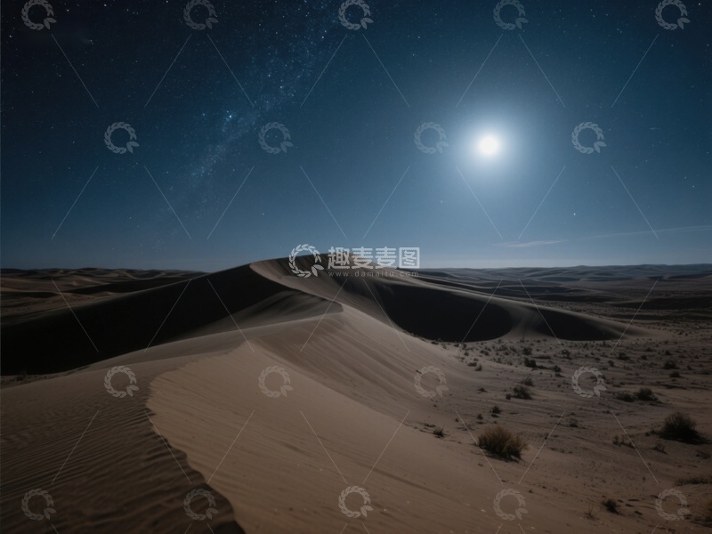高清大图下载【趣麦麦图】月光下的沙漠沙丘