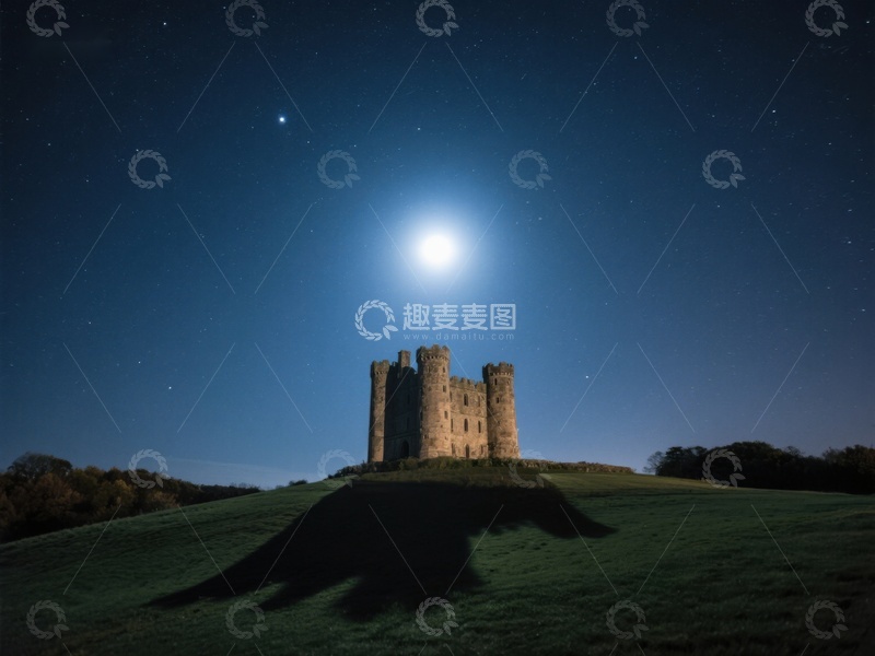 高清大图下载【趣麦麦图】月光下的古老城堡