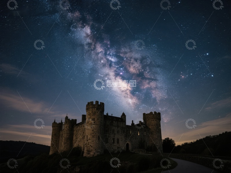 高清大图下载【趣麦麦图】星空下的古老城堡