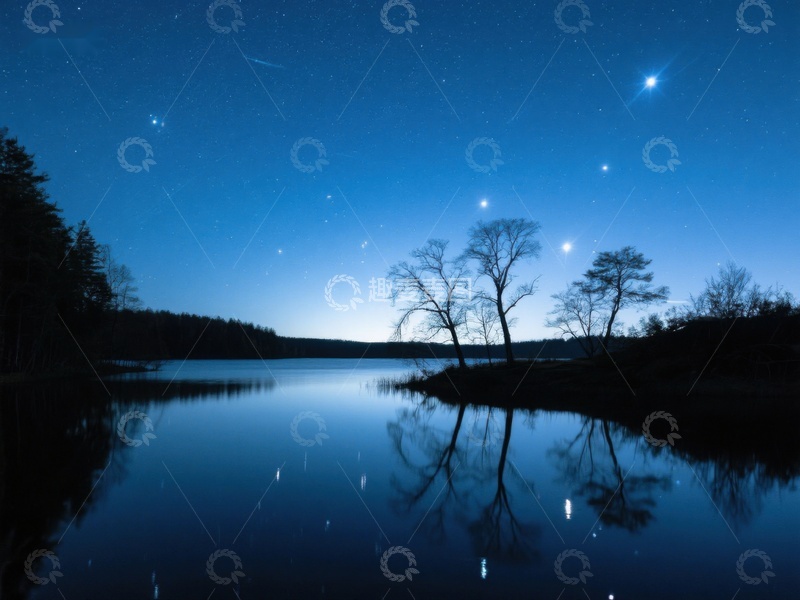 高清大图下载【趣麦麦图】夜空下的静谧湖景