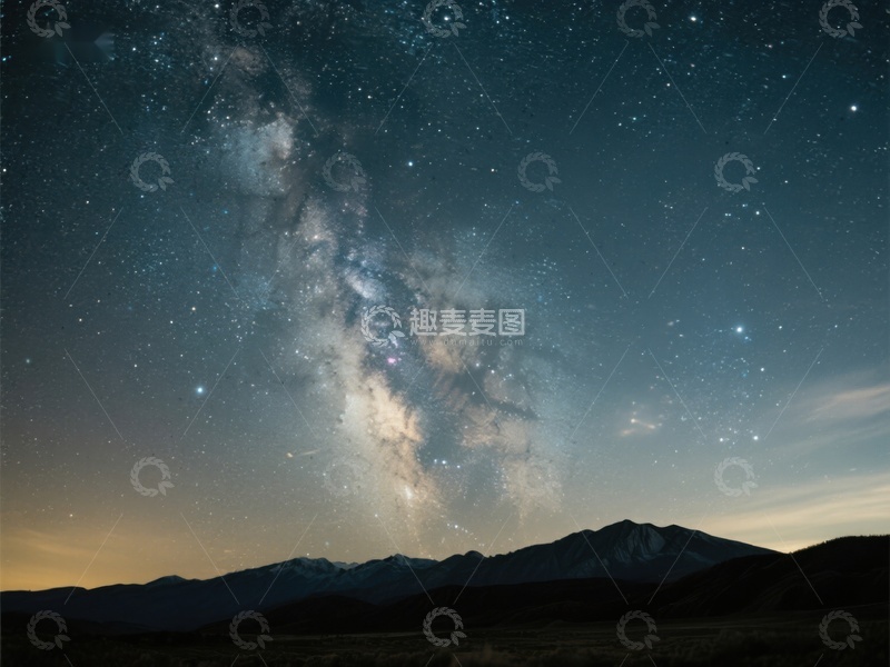 高清大图下载【趣麦麦图】银河横跨夜空，山峦静默相守