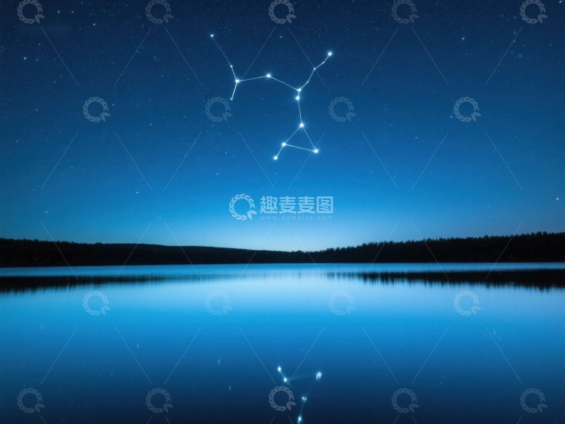 高清大图下载【趣麦麦图】夜空星座映照湖面