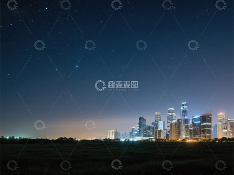 夜幕下的城市天际线