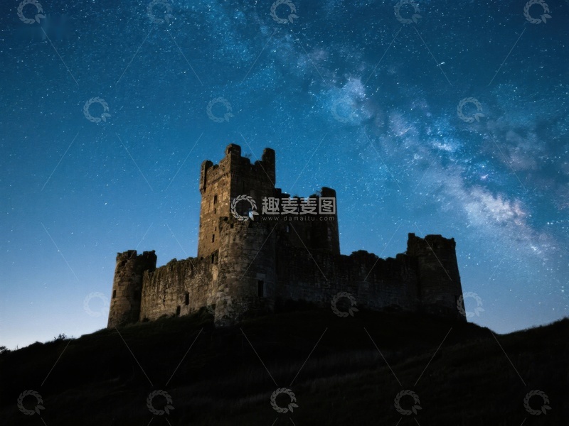高清大图下载【趣麦麦图】星空下的古老城堡剪影