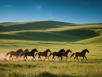 草原上的骏马奔腾