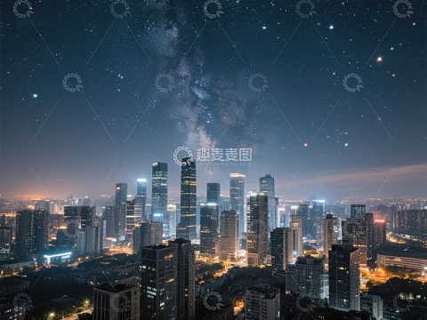 夜空下的城市天际线