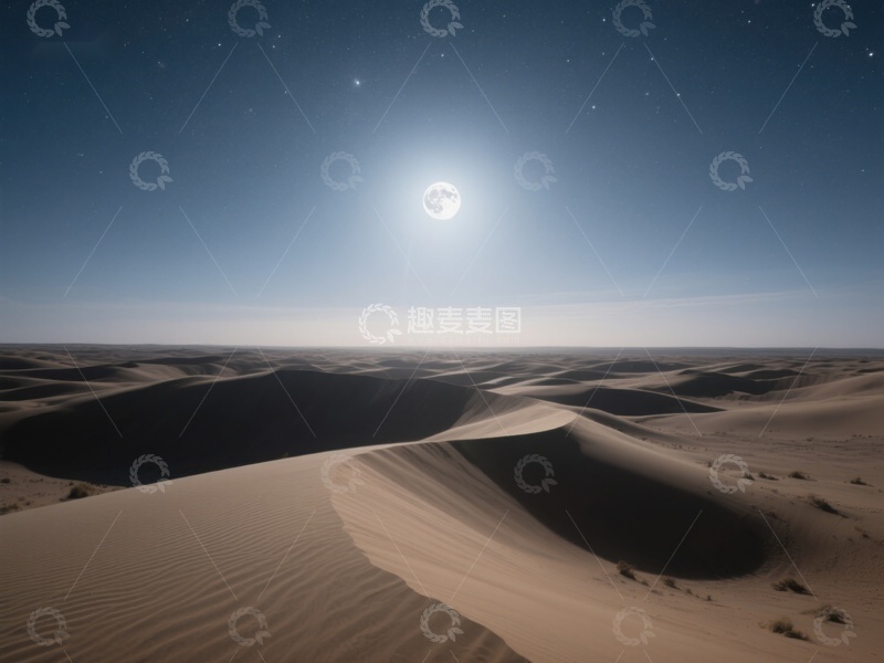 高清大图下载【趣麦麦图】月光下的沙漠沙丘