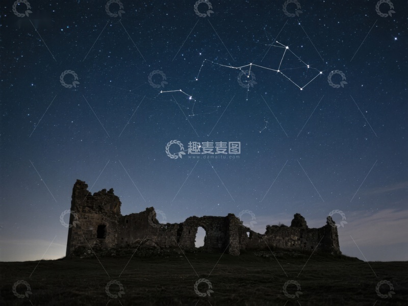 高清大图下载【趣麦麦图】夜空下的古堡遗迹