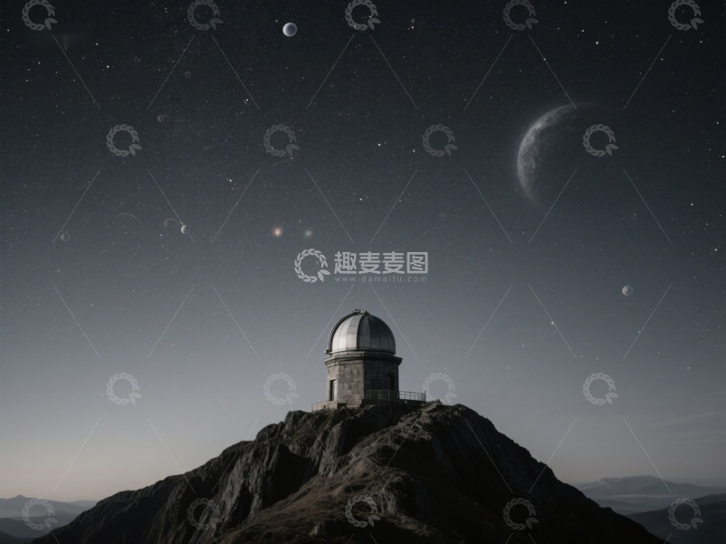 高清大图下载【趣麦麦图】山顶天文台夜观星空