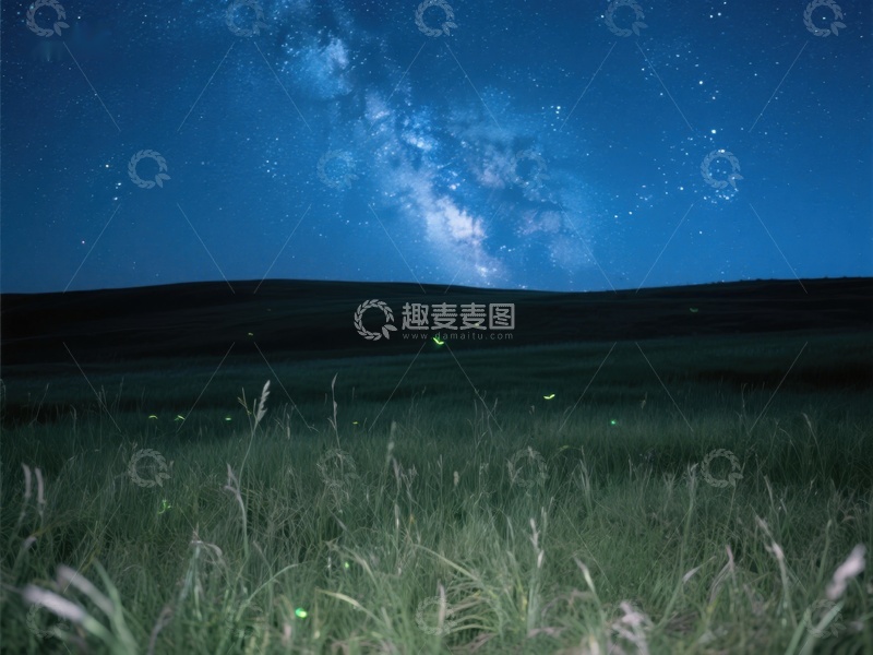 高清大图下载【趣麦麦图】-夜空下的萤火虫与银河