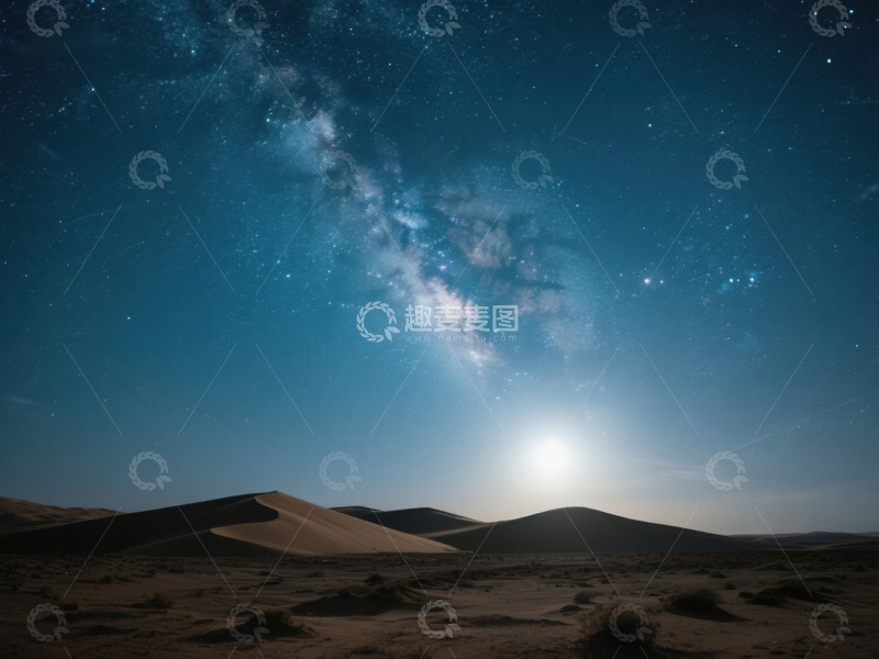 高清大图下载【趣麦麦图】沙漠夜景与银河
