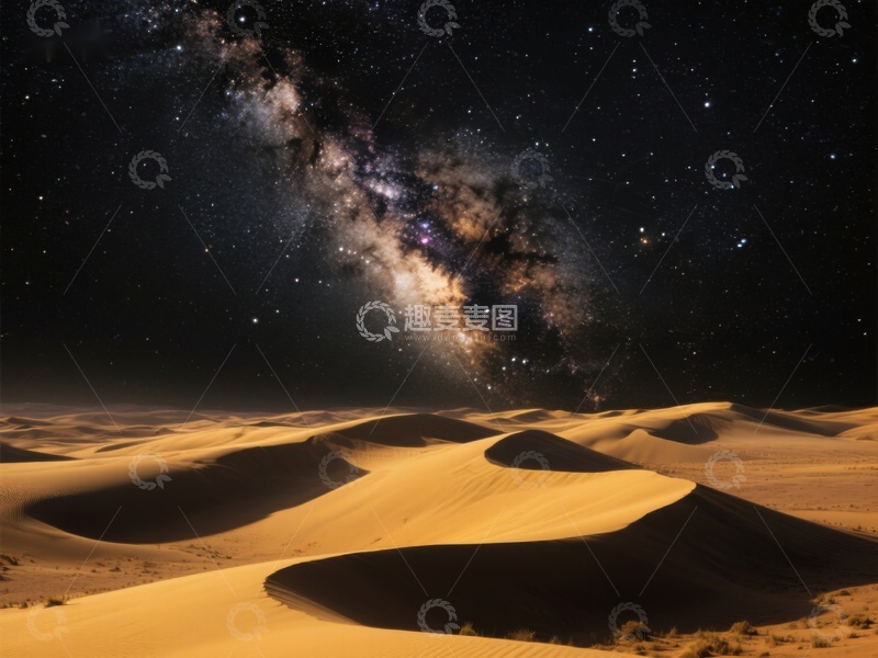 高清大图下载【趣麦麦图】沙漠夜景与银河