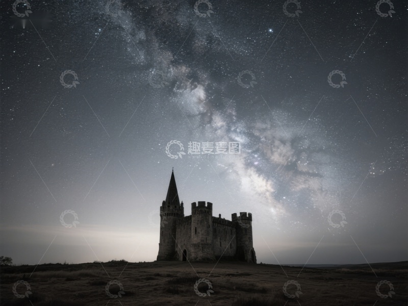 高清大图下载【趣麦麦图】星空下的古老城堡