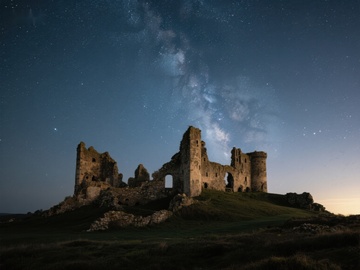 夜空下的古老废墟