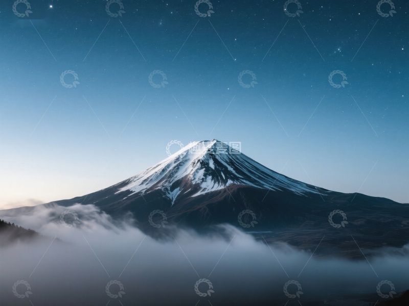 高清大图下载【趣麦麦图】雪山夜景，云海缭绕