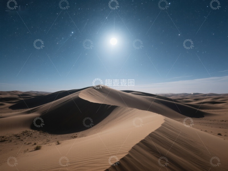高清大图下载【趣麦麦图】月光下的沙漠沙丘