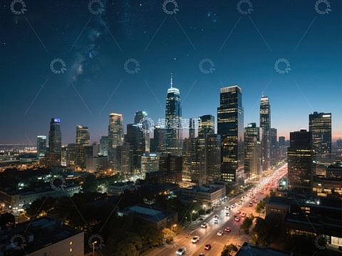 夜幕下的城市天际线