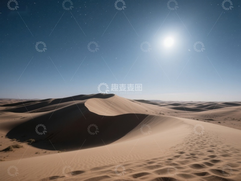 高清大图下载【趣麦麦图】月光下的沙漠沙丘