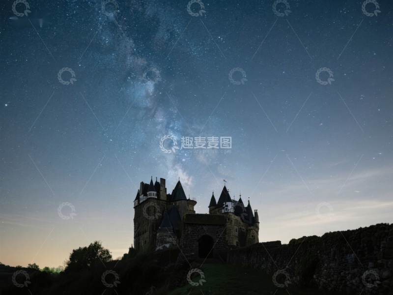 高清大图下载【趣麦麦图】星空下的古老城堡剪影