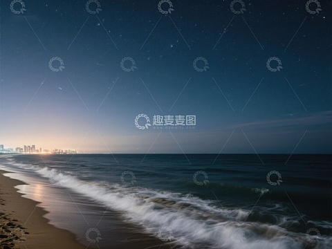 夜幕下的海滨景象