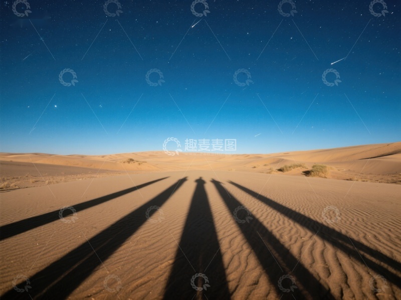 高清大图下载【趣麦麦图】沙漠夜景中的人影剪影