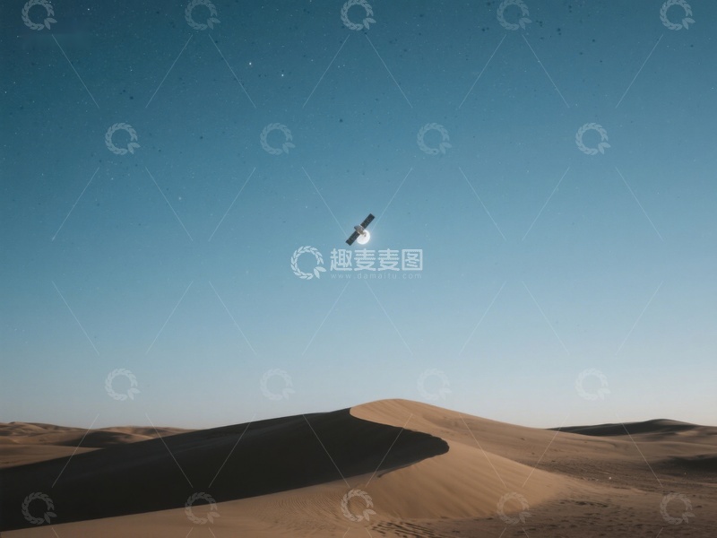 高清大图下载【趣麦麦图】沙漠夜空下的飞行器