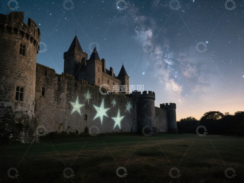 高清大图下载【趣麦麦图】星空下的古堡夜景