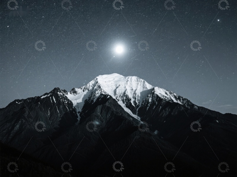 高清大图下载【趣麦麦图】夜空下的雪山