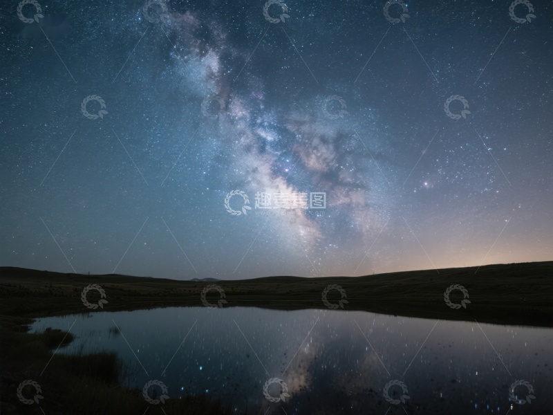 高清大图下载【趣麦麦图】银河倒映湖面，夜空璀璨如梦